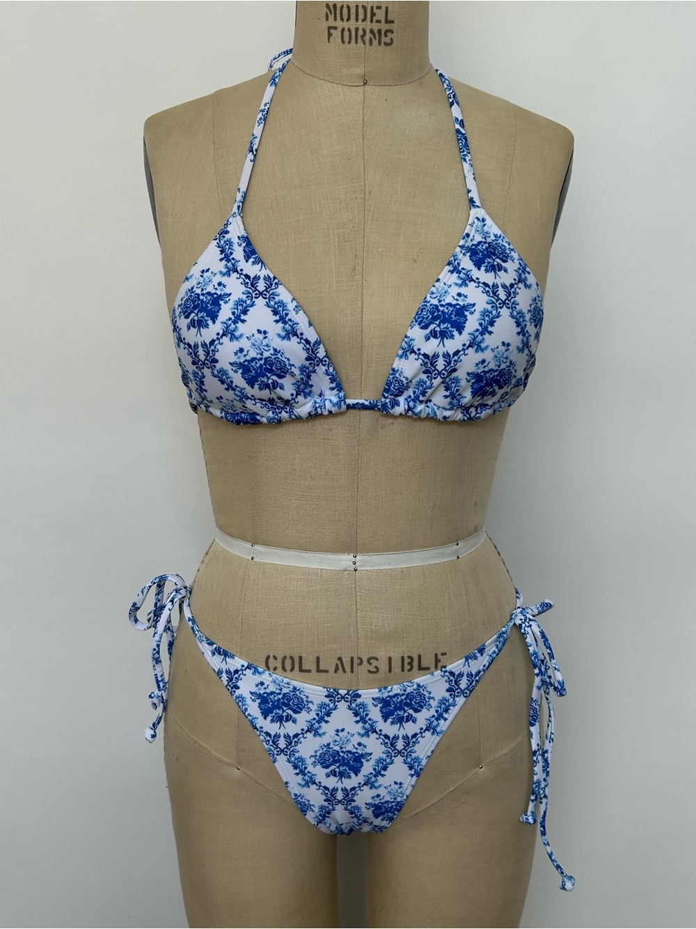 Blue Floral Triangle Bikini Set - Women's Swim
